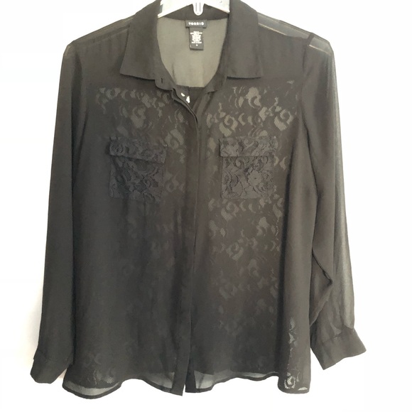 torrid Tops - Torrid Sheer Blouse with Lace Back